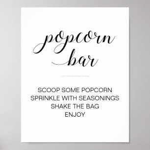 Póster Bar de palomitas Boda elegante de escritura blanca