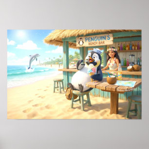 Póster Bar de playa del pingüino