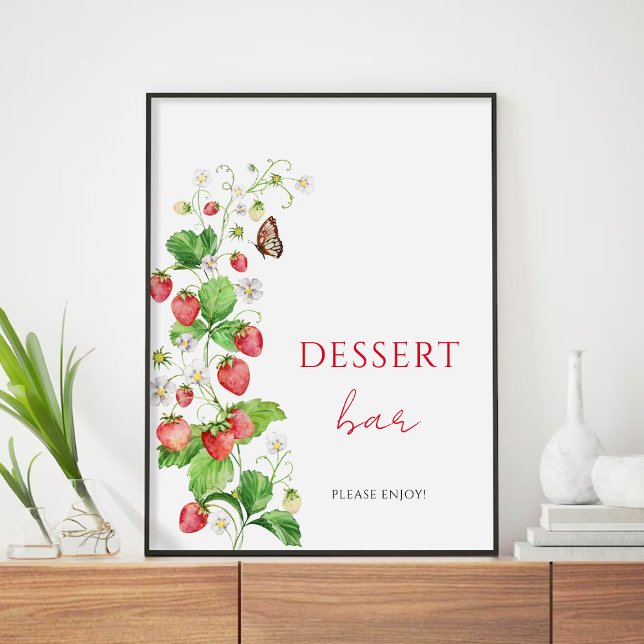 Póster Bar de postres para baby shower de fresa (Subido por el creador)