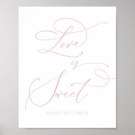 Póster Bar de Postres Rosa Champagne Love is Sweet
