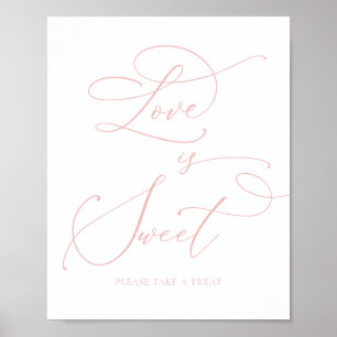 Póster Bar de Postres Rosa Champagne Love is Sweet