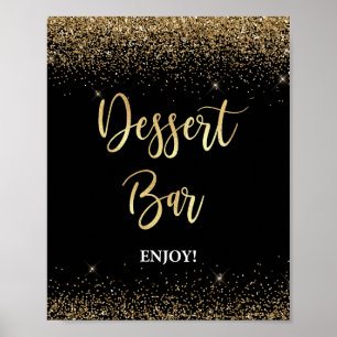 Póster Bar de postres Rótulo Confetti Purpurina negro y d