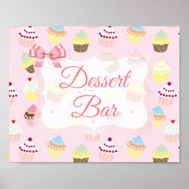 Póster Bar de postres Rótulo Poster de pasteles rosados y