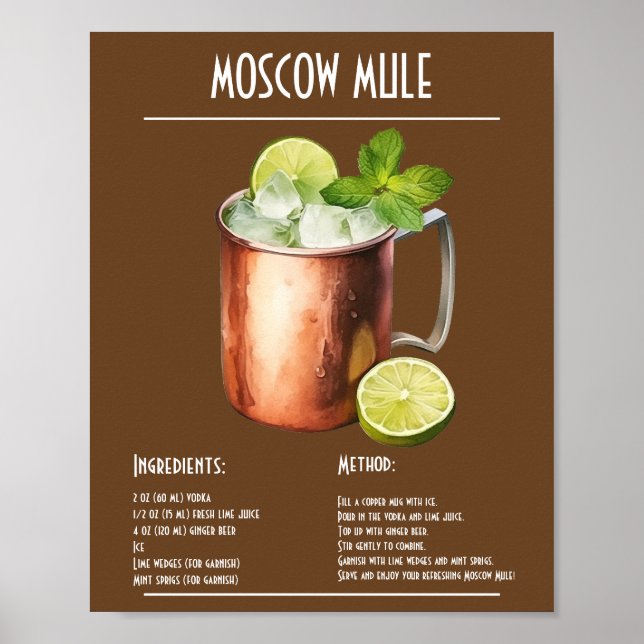 Póster Bar de recetas clásicas de moscovita (Frente)