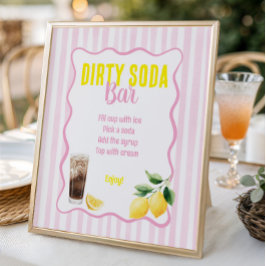 Póster Bar de Refresco Sucio con Rayas Rosadas para Gradu