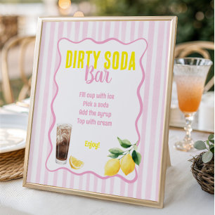Póster Bar de Refresco Sucio con Rayas Rosadas para Gradu