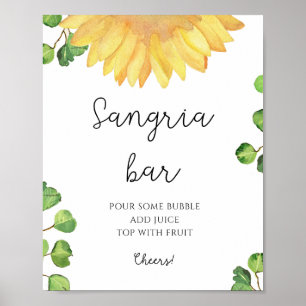Póster Bar de sangría de girasol acuarela