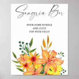 Póster Bar de sangría floral moderno acuático