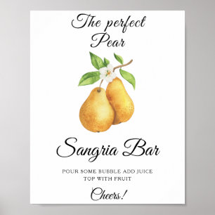 Póster Bar de sangría para despedida de soltera con pera
