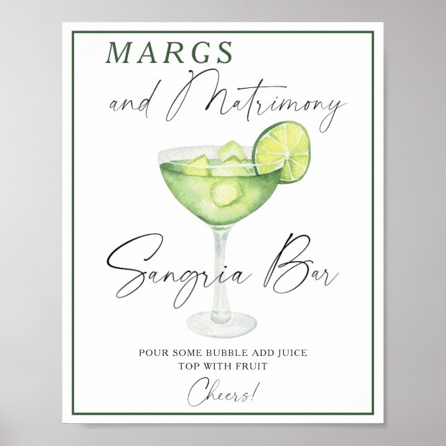 Póster Bar de sangría para despedida de soltera de Margar (Frente)