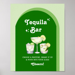 Póster Bar de Tequila Retro Citrus Verde Lima