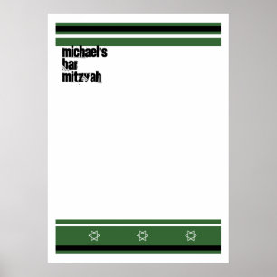 Póster Bar deportivo Mitzvah Rótulo a bordo - Negro verde