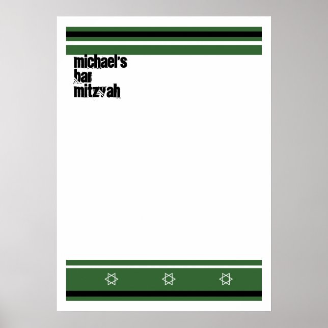 Póster Bar deportivo Mitzvah Rótulo a bordo - Negro verde (Frente)