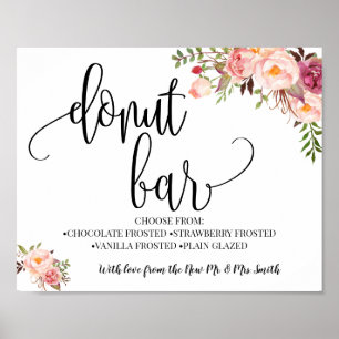 Póster Bar fiesta recepción de boda moda boho rosa