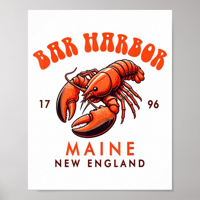 Póster Bar Harbor Maine New England Travel Funny Bar Harb (Frente)