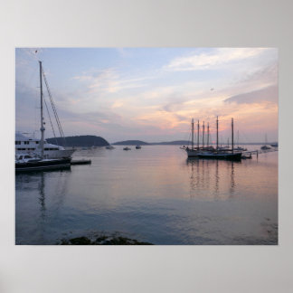 Póster Bar Harbour Ships al amanecer I