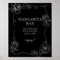 Bar Margarita en blanco y negro Poster de ducha de