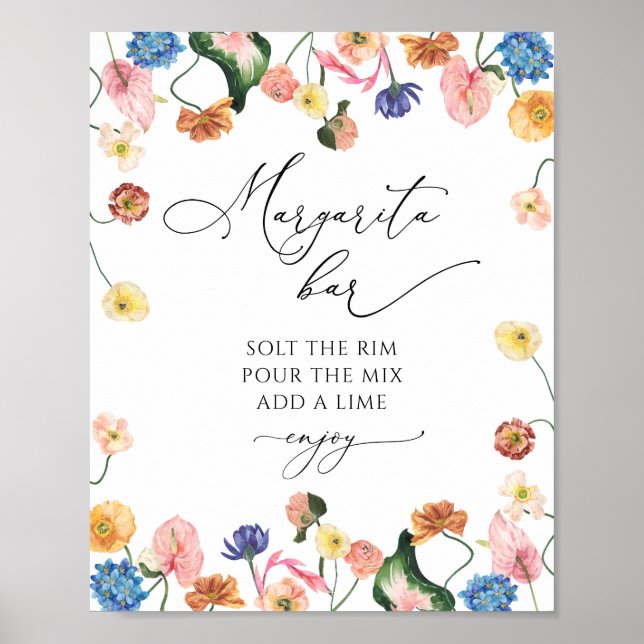 Póster bar Margarita poster con ducha de novia florida (Frente)