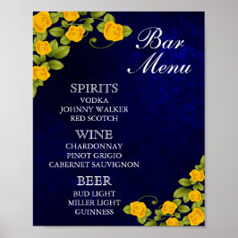 Póster Bar Menu - Dark Blue and Marigold YellowFlower