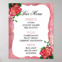 Bar Menu -  Victorian Dusty Rose