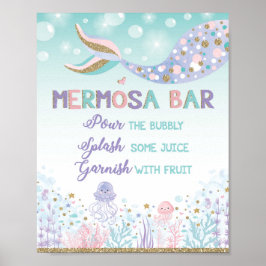 Póster Bar Mermosa Barra de Mimosa de Sirena Bajo el Mar
