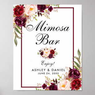 Póster Bar Mimosa, Boda floral de Borgoña
