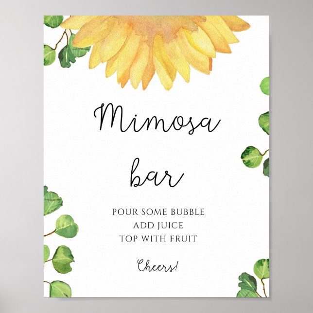 Póster Bar mimosa con girasol acuático (Frente)