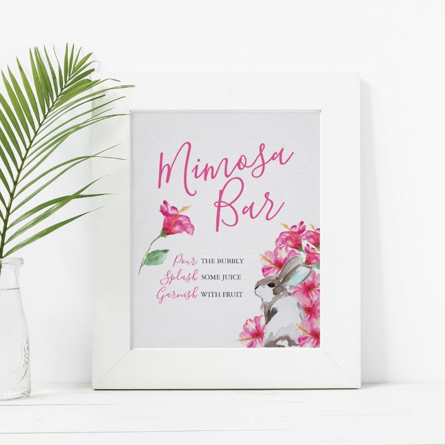 Póster Bar Mimosa de flores rosas y conejitos (Subido por el creador)