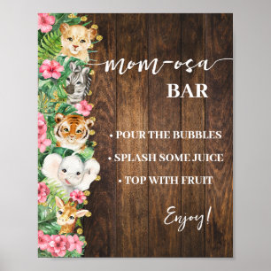 Póster Bar Mimosa Mam-osa Bar Safari Rosa Rústico Regalo