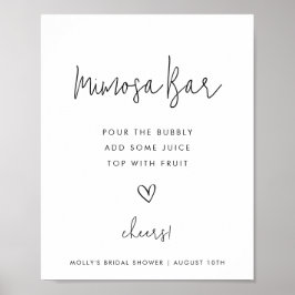 Póster Bar Mimosa Minimalista Ducha Negra y Blanca