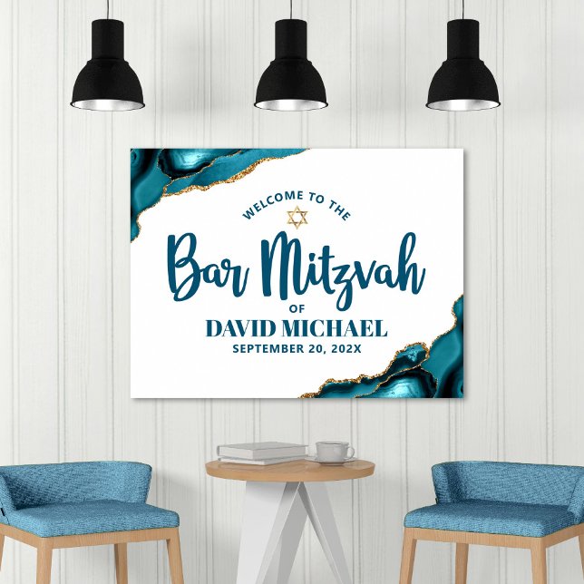Póster Bar Mitzvah Audaz Typografía Turquoise Gold Bienve (Subido por el creador)