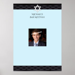 Póster Bar Mitzvah, Elegante Negro, Foto, Tablero de Asis