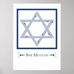 Póster bar mitzvah (estrella de david elegance)