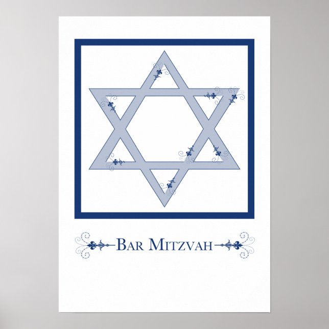Póster bar mitzvah (estrella de david elegance) (Frente)