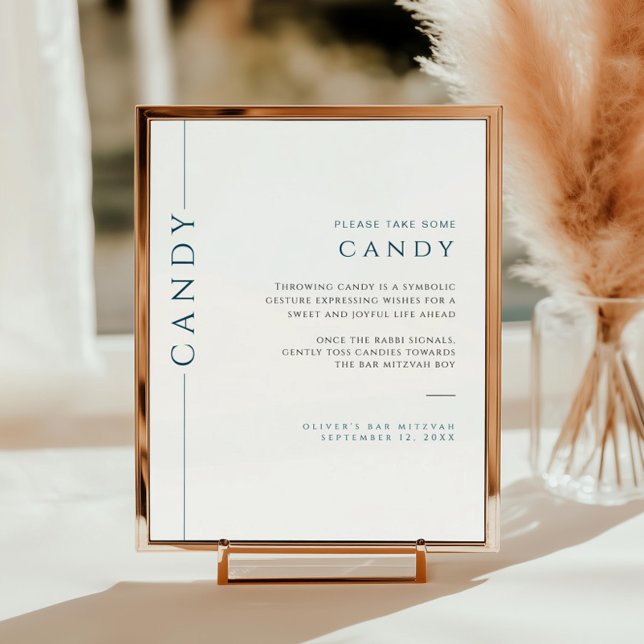 Póster Bar moderno azul y blanco Mitzvah Candy Rótulo (Subido por el creador)