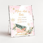 Póster Bar Mom Osa con copo de nieve Osa de Oro Rosado de<br><div class="desc">Haga especial su evento con este Baby Shower Frío Externo con nuestro encantador y bonito Rótulo de bar Mom Osa con adorable tema de Pink Sleigh. Descarga,  personaliza y crea recuerdos duraderos con este toque perfecto para tu alegría. BS583</div>