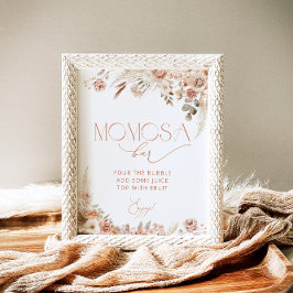 Póster Bar Momosa Baby Shower Neutral Boho Pampas