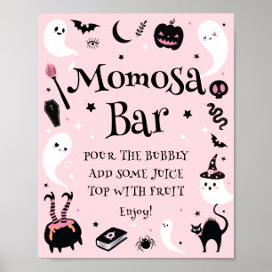 Póster Bar Momosa de Baby Shower Pink Halloween