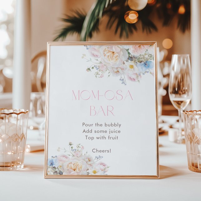 Póster Bar Momosa de Baby Shower rosa floral (Subido por el creador)