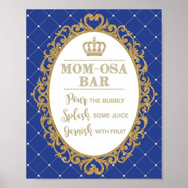 Póster Bar Momosa Rótulo Royal Blue Gold Prince Mimosa Ba (Frente)