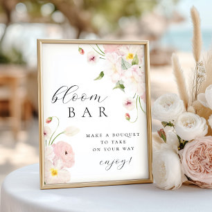 Póster Bar Pastel Pink Floral Bouqet