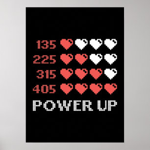 Póster Bar Power Up, Funny, Gamer, Retro, Geek, Nerd