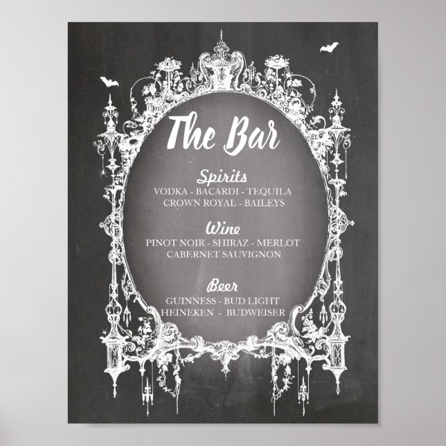 Póster Bar recepción de bodas de Rótulo rústico gótico de (Frente)
