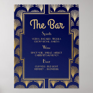 Póster Bar Rótulo Boda Recepción 1920 Veinte años Art Dec