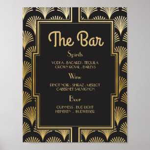 Póster Bar Rótulo Boda Recepción 1920 Veinte años Art Dec