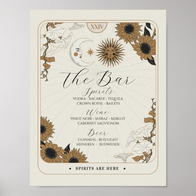 Póster Bar Rótulo Tarot Rótulo Boda Recepción Halloween (Frente)