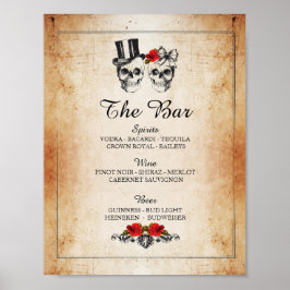 Póster Bar Rustic Skull Rótulo Halloween - Recepción de b