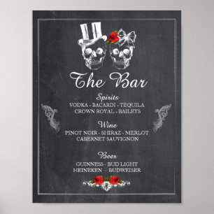 Póster Bar Rustic Skull Rótulo Halloween - Recepción de b