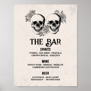 Póster Bar Rustic Skull Rótulo Halloween - Recepción de b