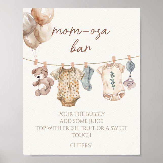 Póster Bar suave Boho Neutral Baby Clothes Mom-osa (Frente)